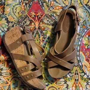 Bussola Brown Wedge Shoes with Criss-Cross Straps